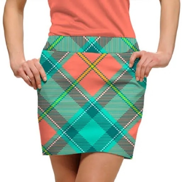 Loudmouth Just Peachy Plaid Golf Skort Size 12